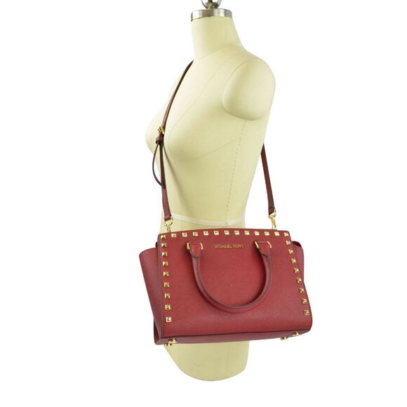 NWT Michael Kors CHERRY RED Selma Stud Medium - Picture 1 of 7